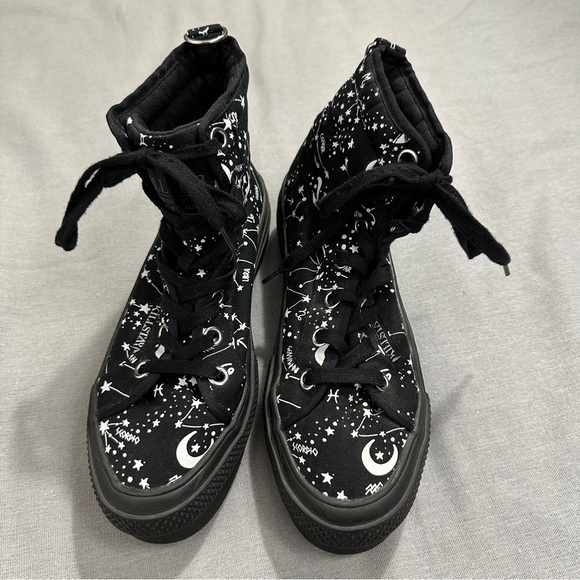 Sz. 9 Killstar Star Map Zodiac platform high tops, lace up front, goth - Picture 2 of 14